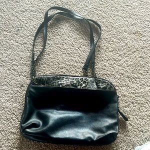 Black purse with animal print